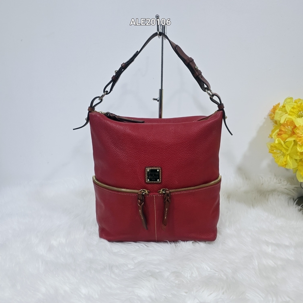 Dooney & Bourke Red Leather Tote / Shoulder Bag Zip Pocket